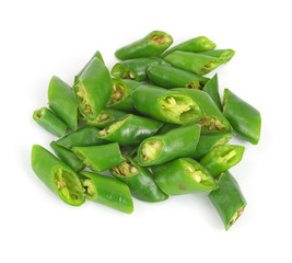 Sliced long green hot peppers