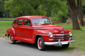 Red old fashioned car