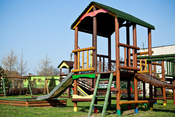 Fototapeta na wymiar Colorful wooden playground for children
