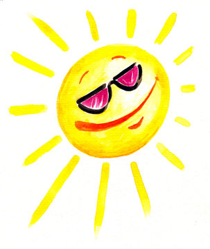 Cool sun with sunglasses.My own artwork.