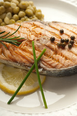 grilled salmon on dish