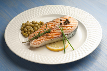 grilled salmon on dish