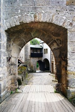 entrance to gothic castle - kost castle - czech republic