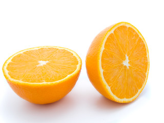 Ripe two half orange fruits,