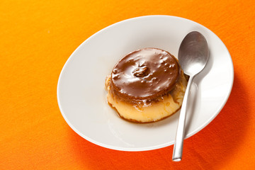 homemade egg flan with caramel