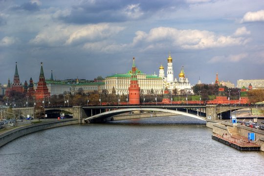 View of bridge and moscow's Kremlin