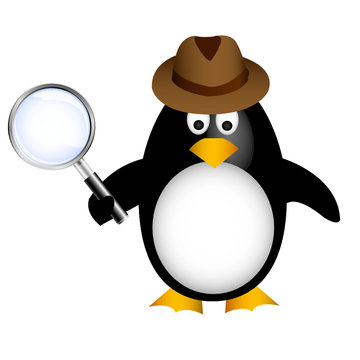 detective penguin with magnifying