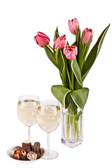 Composition from colours, wine and sweets