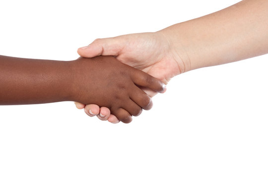 Handshake between an African-American and Caucasian