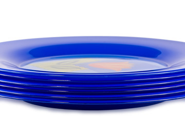 Six dark blue plates