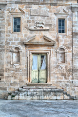 Facade of old building. Kotor, Montenegro.  HDR image