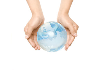HANDS HOLD THE GLOBE