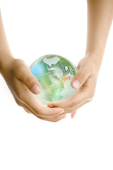 HANDS HOLD THE GLOBE