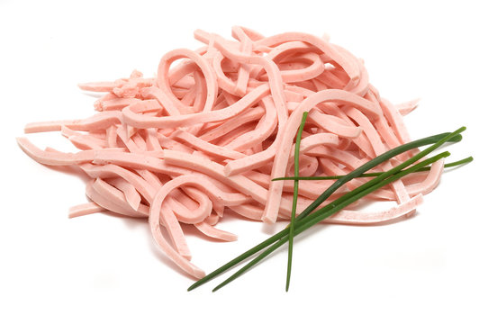 In Streifen geschnittene Lyoner