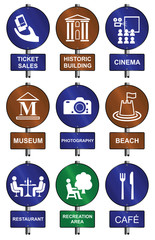 Entertainment recreation tourism sign collection