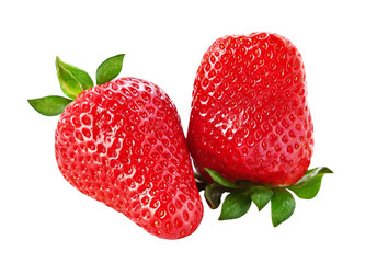 Fresh strawberries isolated on white background .