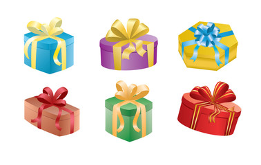 vector set of gift boxes with ribbons