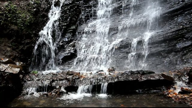 Waterfall Huk Zhenetsky in the Carpathians Mountains
