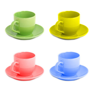 Four color teacups