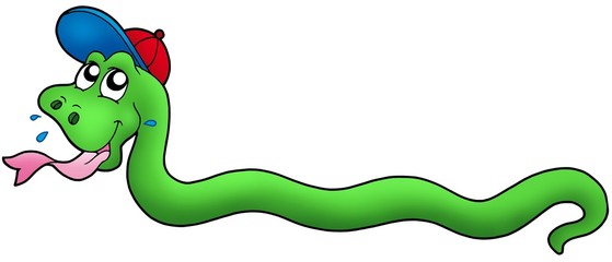 Cartoon snake with baseball cap