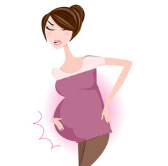 Maternity - pregnant woman holding her belly. VECTOR