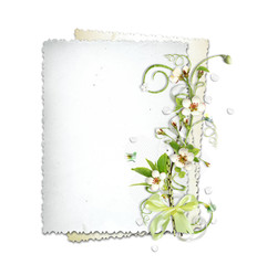 white spring frame with apple tree flowers
