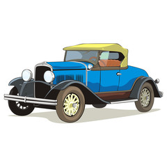 fully editable vector isolated old car with details