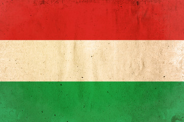 flag of hungary - old and worn paper style