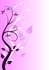 An abstract mauve floral design