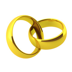 3d render of two golden wedding rings