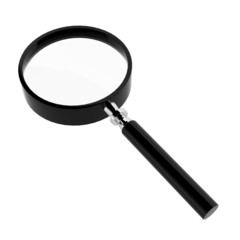 3d render of magnifier on white