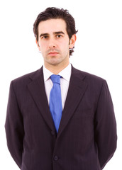 Portrait of a young business man, isolated on white background