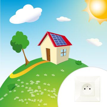maison et panneaux solaires