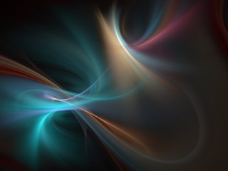 Computer rendered background. 3D fractal. Colorful blur wave.