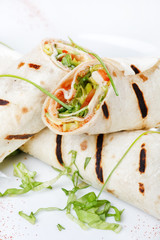Tortilla Wrap Cut in Half.