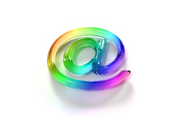 Arobase 3D Verre arc-en-ciel