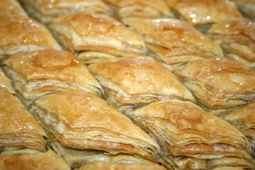 Juicy rhombic baklava (close-up)