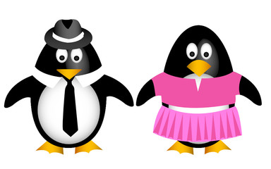 penguin family with father mother