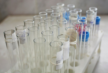 Medical tubes in stand