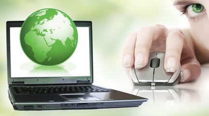 laptop on green