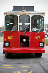 Fototapeta na wymiar red trolley front