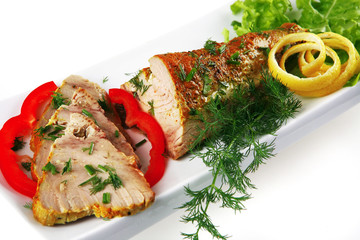 tuna chunk served on white