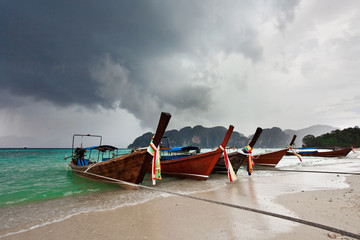 Bad weather around tropical island. Phi Phi. Thailand