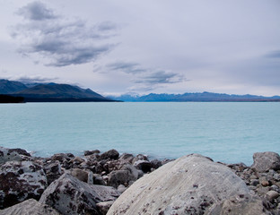 Mount Cook over a blue lake