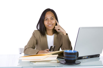 Businesswoman at Her Desk Working