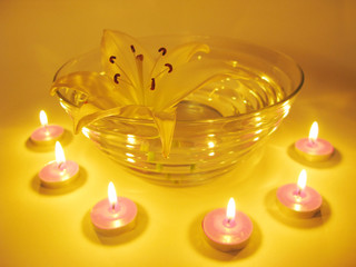 spa candles flowers