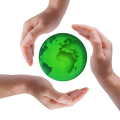 Globe in human hands