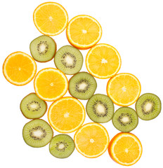 Fototapeta na wymiar Oranges and kiwi fruits..