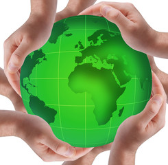 Globe in human hands