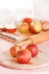 A still life of apple pie makings..